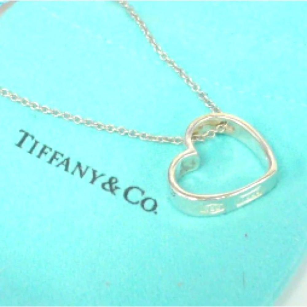 Authentic Tiffany & Co. 925 Sterling Silver 1837 Elements Heart Pendant Necklace
